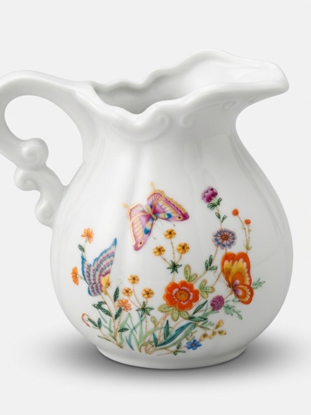 Vintage Japanese Porcelain Creamer - Hand-Painted Butterfly & Floral Motif
